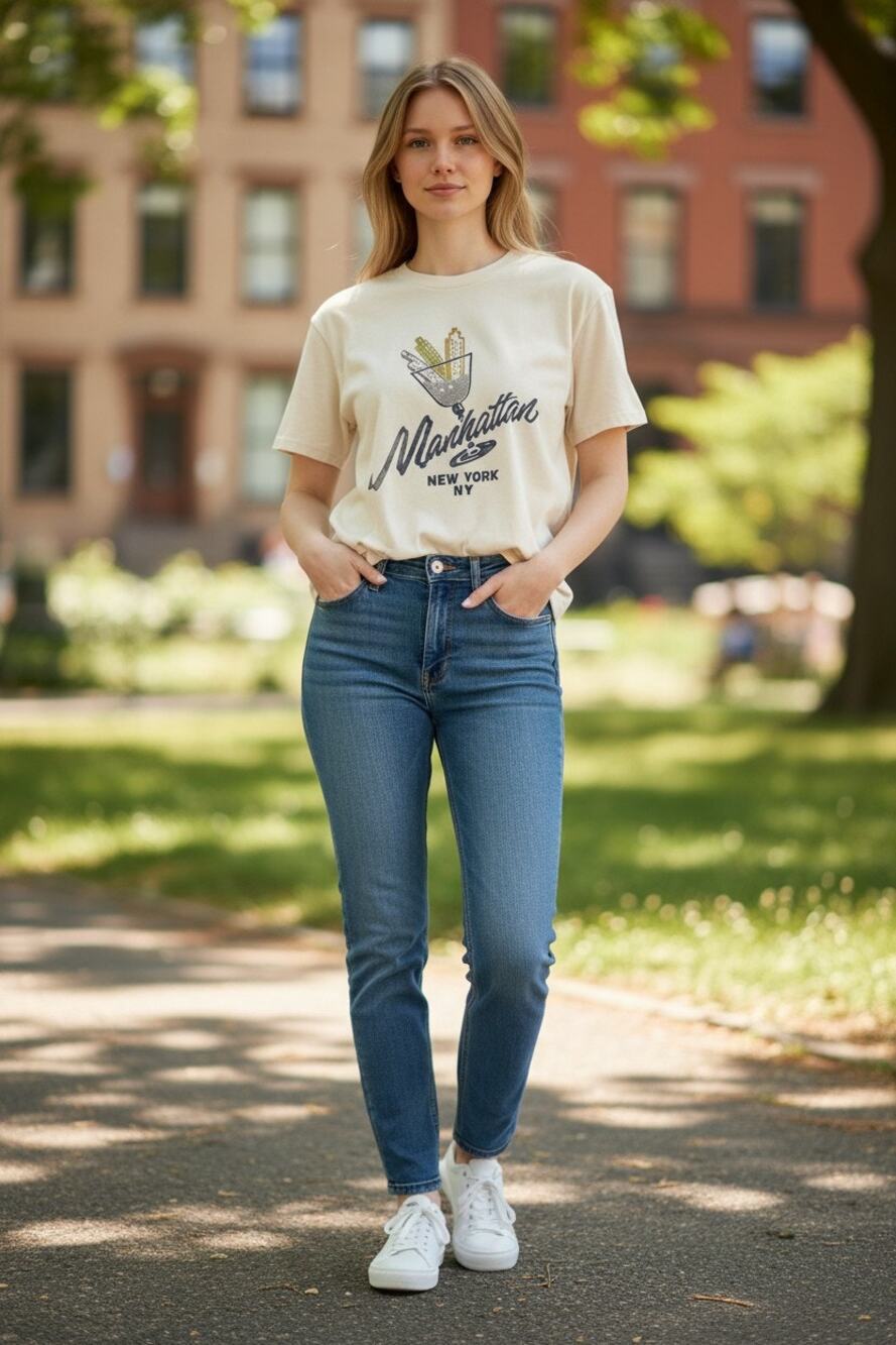 Abercrombie & Fitch Soft AF Cream Graphic Short Sleeve Crew Neck T-Shirt Size M